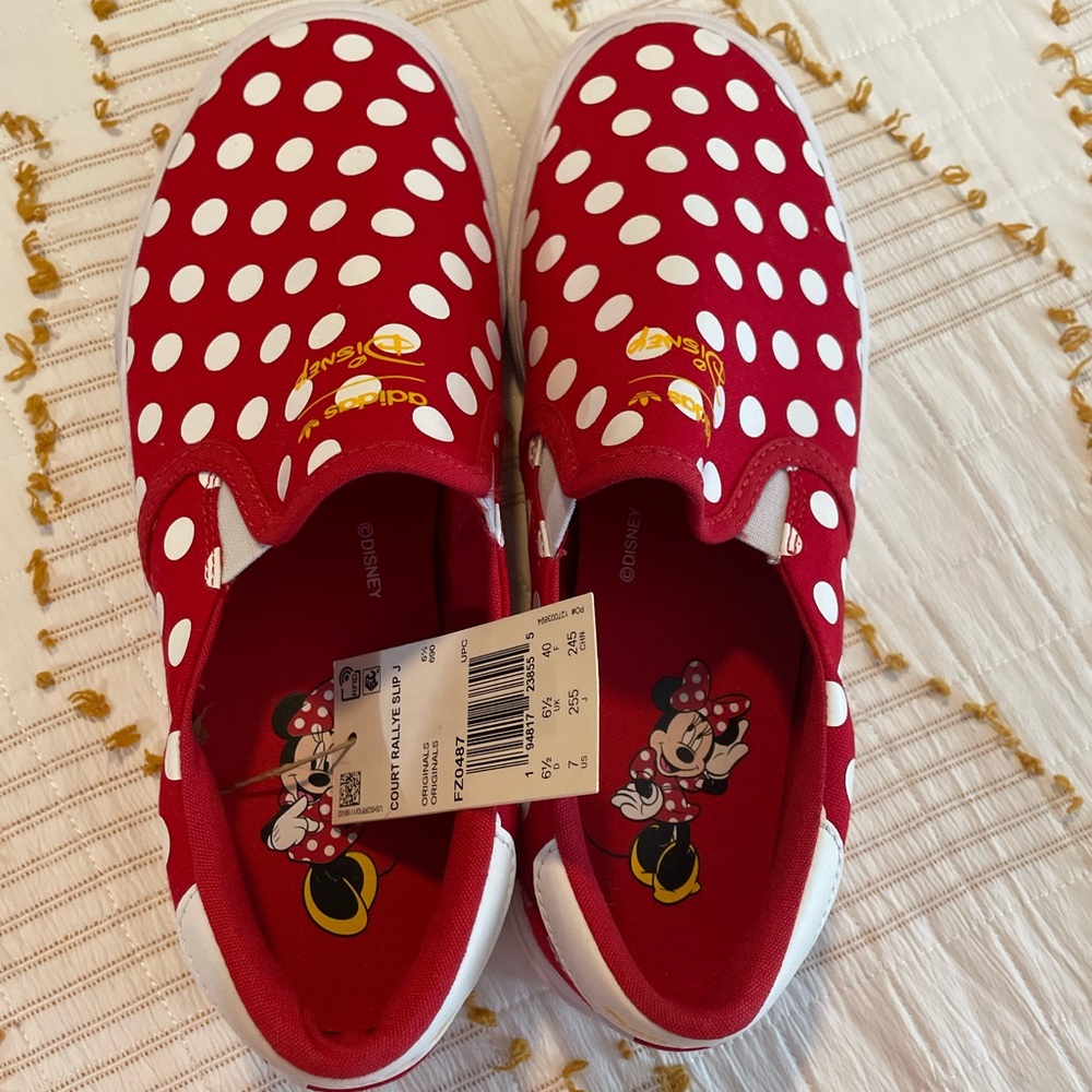 Disney Red and White Polka Dot Slip-On Sneakers - Picture 2 of 10